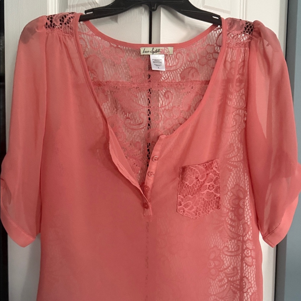 Love J Coral Lace Blouse
